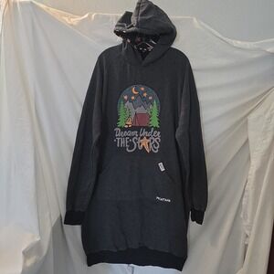 Lazy One Sleep Hoodie "Dream Under Stars"‎ Camping Long Pajama Sweatshirt L/XL